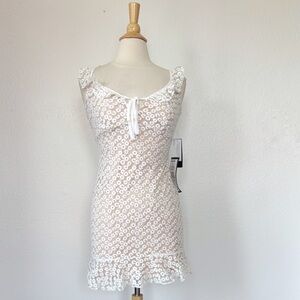City Studio White Floral Embroidered Ruffle Mini Dress